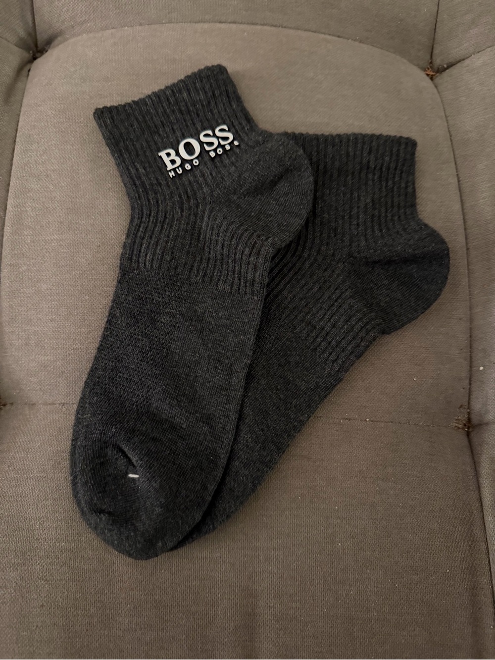 Hugo Boss Black Ribbed Ankle Socks with White Logo